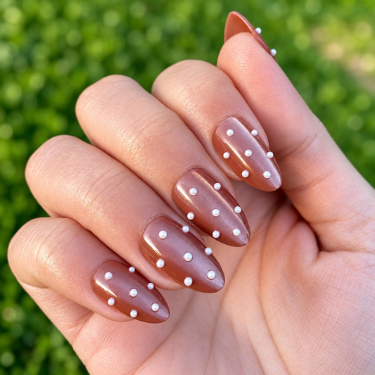 Pearl Dot Pink Press-On Nail Set