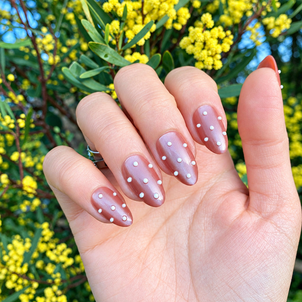 Pearl Dot Pink Press-On Nail Set