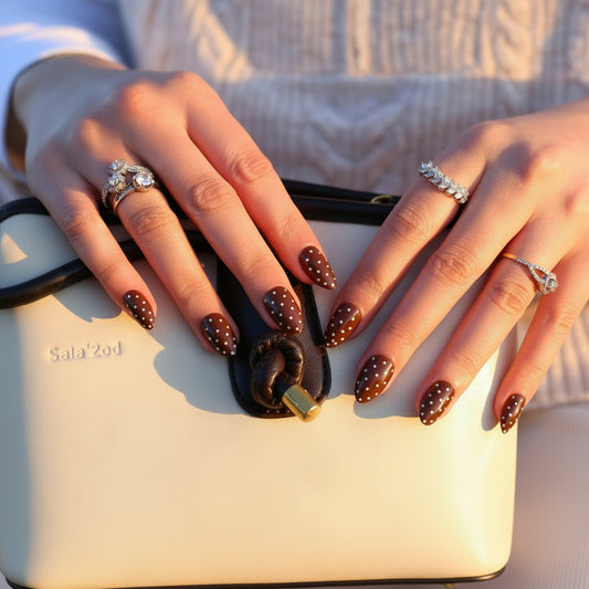 Brown Polka Dot Press-On Nails